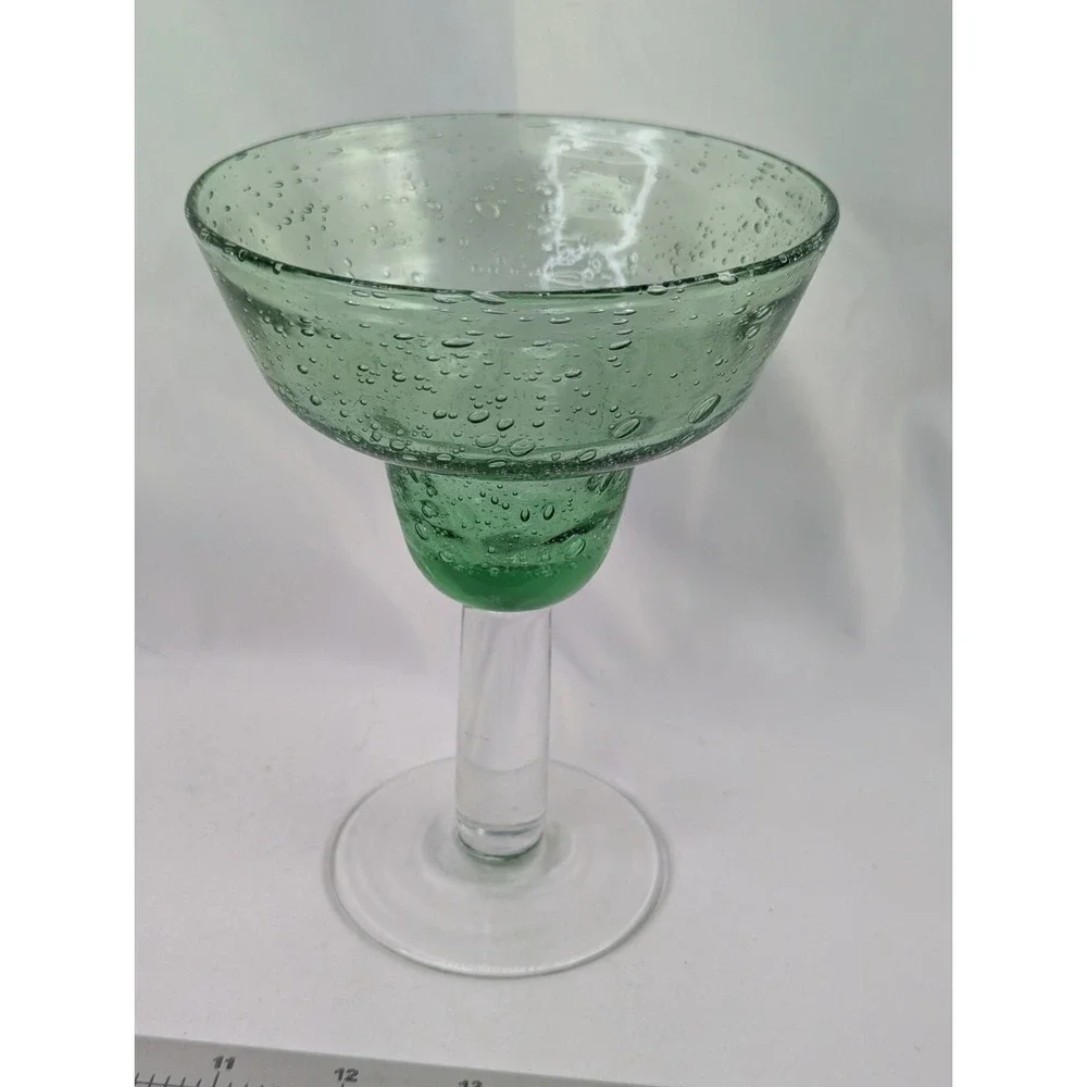 Green Glass‎ Bubbles Margarita Goblet